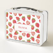 Strawberry Pattern Personalisierter Individuelle N Metall Brotdose (Rückseite)
