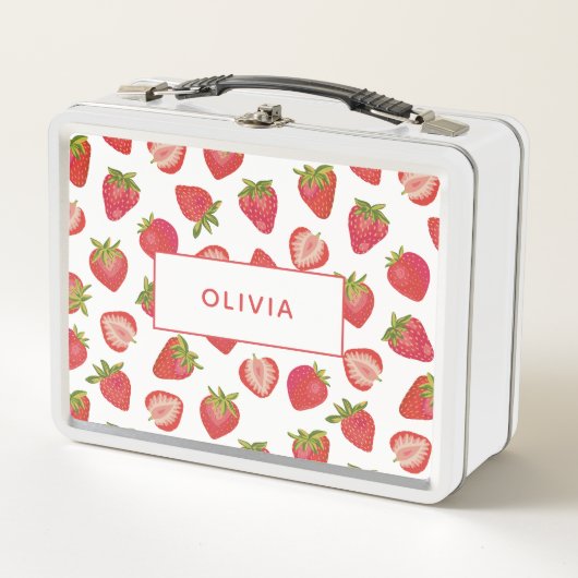 Strawberry Pattern Personalisierter Individuelle N Metall Brotdose (Vorderseite)
