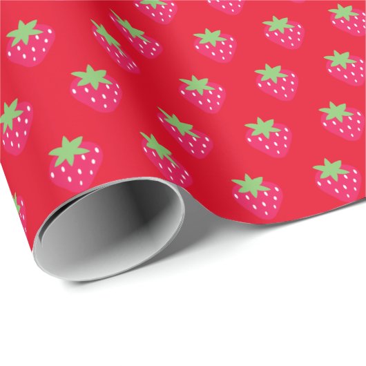 Strawberry Pattern Red Geschenkpapier (Rolleneckpunkt)