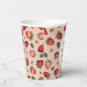 Strawberry Pattern Vintage Handwriting Berry Sweet Pappbecher (Rechts)