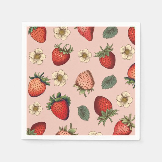 Strawberry Pattern Vintage Serviette (Vorderseite)