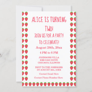Strawberry Patterns 2. Geburtstag Party Custom Age Einladung