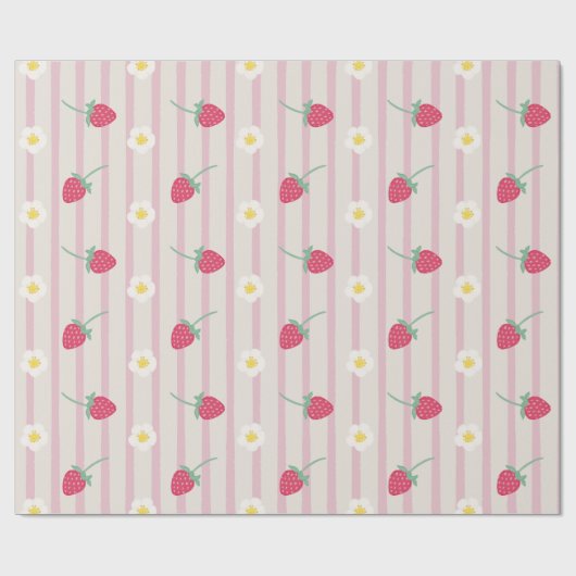 Strawberry PatternWrapping Paper Geschenkpapier (Flach)
