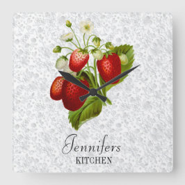 Strawberry Personalisiert Kitchen Wall Clock Quadratische Wanduhr