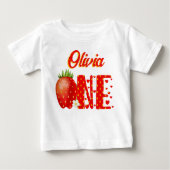 Strawberry personalisierter Name Baby T-shirt (Vorderseite)