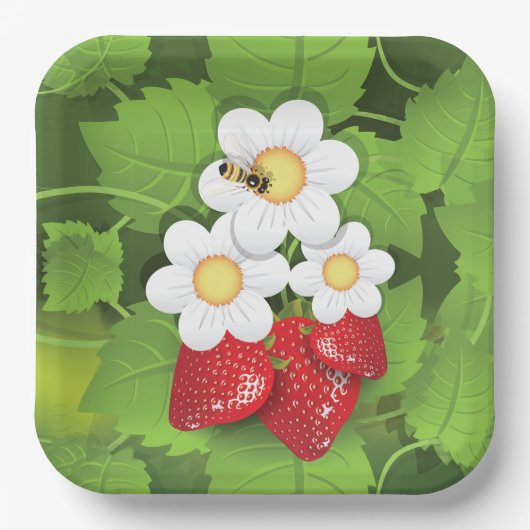 Strawberry-Pflanze Pappteller (Vorderseite)