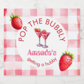 Strawberry Picnic Pop Das bubbly Bride-be-Party Schaumweinetikett (Einzelnes Label)