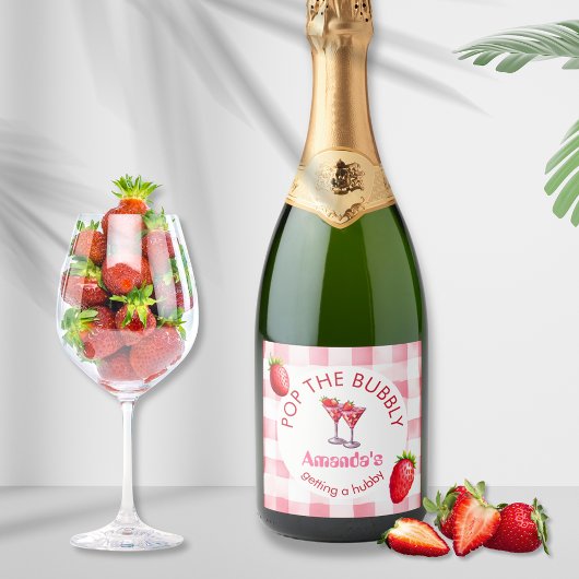 Strawberry Picnic Pop Das bubbly Bride-be-Party Schaumweinetikett