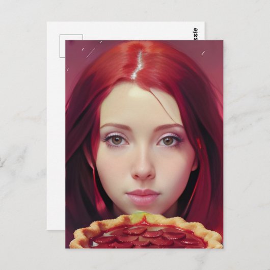 Strawberry Pie Goddess Postcard Postkarte (Vorne/Hinten)