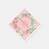 Strawberry Pink Berry Erster Geburtstag Serviette (Ecke)