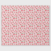 Strawberry Pink Berry Pattern First Baby Birthday Geschenkpapier (Flach)