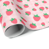 Strawberry Pink Berry Pattern First Baby Birthday Geschenkpapier (Rolleneckpunkt)