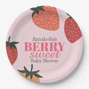 Strawberry Pink Berry Sweet Baby Dusche Pappteller