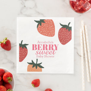 Strawberry Pink Berry Sweet Baby Dusche Serviette