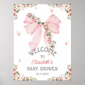 Strawberry Pink Bow Baby Dusche Willkommen Poster (Vorne)