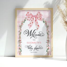 Strawberry Pink Bow Baby Dusche Willkommen Poster