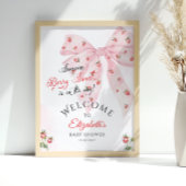Strawberry Pink Bow Baby Dusche Willkommen Poster