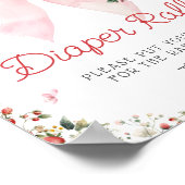 Strawberry Pink Bow Floral Diaper Raffel Poster (Ecke)