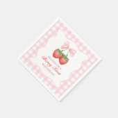 Strawberry Pink Bow Girl 1. Geburtstag Serviette (Ecke)