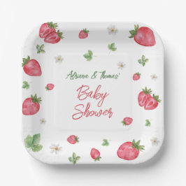 Strawberry Pink Floral Baby Dusche Pappteller