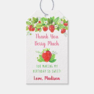 Strawberry Pink Floral Geburtstag Geschenkanhänger