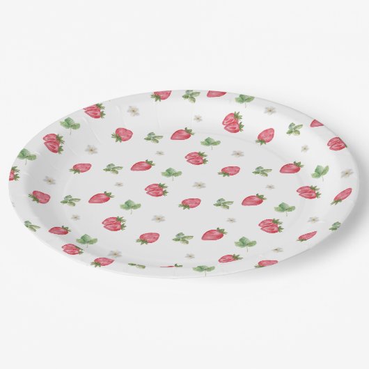 Strawberry Pink Floral Pappteller (Schrägansicht)