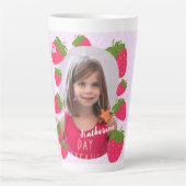 Strawberry Pink Foto Geburtstag Milchtasse (Vorderseite)