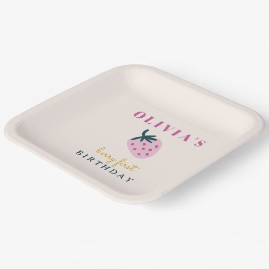 Strawberry pink Geburtstagsparty Pappteller (Gewinkelt)