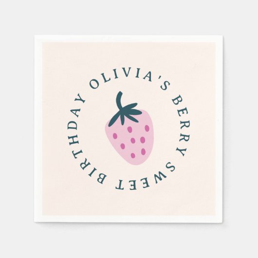 Strawberry pink Geburtstagsparty Serviette (Vorderseite)