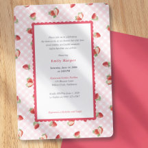 Strawberry Pink Gingham Baby Girl Shower