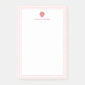 Strawberry Pink Gingham Border Personalized Post-it Klebezettel (Vorderseite)