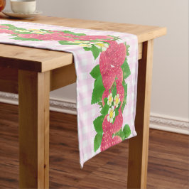 Strawberry Pink Gingham Kurzer Tischläufer