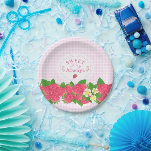 Strawberry Pink Gingham Pappteller (Party)