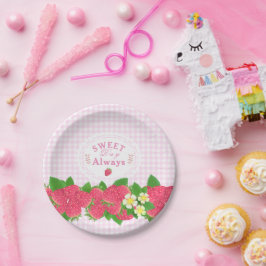 Strawberry Pink Gingham Pappteller