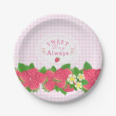 Strawberry Pink Gingham Pappteller (Vorderseite)