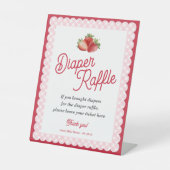 Strawberry Pink Gingham Themed Diaper Raffle Game Sockelschild (Vorderseite)