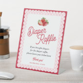 Strawberry Pink Gingham Themed Diaper Raffle Game Sockelschild (In SItu)