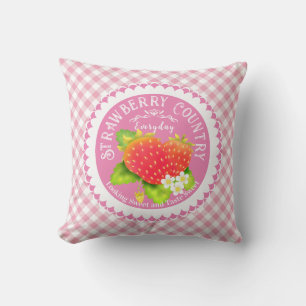 Strawberry Pink Gingham Throw Kissen