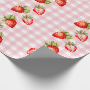 Strawberry Pink Gingham Wrapping Paper Geschenkpapier