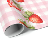 Strawberry Pink Gingham Wrapping Paper Geschenkpapier (Rolleneckpunkt)
