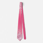 Strawberry Pink Glitzer Dripping Luxury Neck Tie Krawatte (Vorderseite)