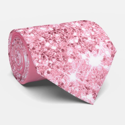 Strawberry Pink Glitzer Dripping Luxury Neck Tie Krawatte (Gerollt)