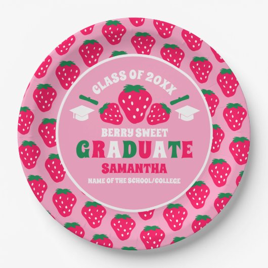 Strawberry Pink Graduation Party Pappteller (Vorderseite)