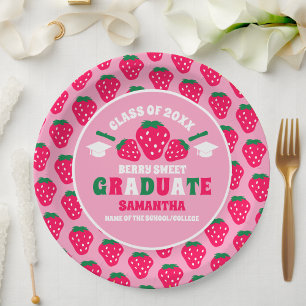 Strawberry Pink Graduation Party Pappteller