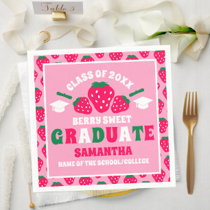 Strawberry Pink Graduation Party Serviette