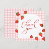 Strawberry Pink Kariert Berry Dankeskarte (Vorne/Hinten)