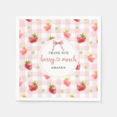 Strawberry Pink Kariert Danke Berry Much Serviette (Vorderseite)
