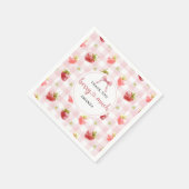 Strawberry Pink Kariert Danke Berry Much Serviette (Ecke)