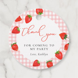 Strawberry Pink Kariert Gingham Birthday Vielen Da Geschenkanhänger