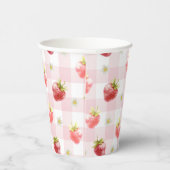 Strawberry Pink Kariert Gingham Pappbecher (Rechts)